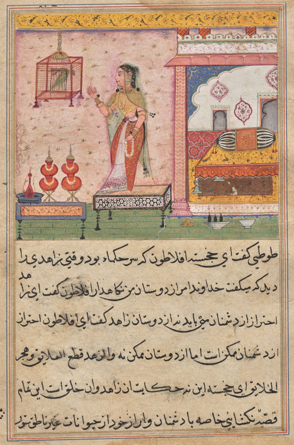 The Parrot Addresses Khujasta at the Beginning of the Twenty-third Night, from a Tuti-nama Tales of a Parrot by  - Classic Art canvas print