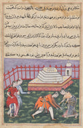 Hearing her declaration of love, Ayaz falls at the feet of Mahmuda at the holy shrine. The scene is witnessed by Salim, Ayazs friend, and a maid, from a Tuti-nama Tales of a Parrot Thirty-third Night by  - Classic Art canvas print