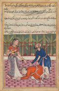 The guard restores the son who falls at his mothers feet, from a Tuti-nama Tales of a Parrot Fiftieth Night by  - Classic Art canvas print