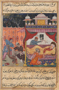 The monkey slain, his blood to be used as medicine for the ailing prince he has bitten, from a Tuti-nama Tales of a Parrot Fifth Night by Basawan​ (Indian, active mid-1500s) - Classic Art canvas print