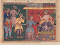 King Bhojaraja tries in vain to ascertain the whereabouts of the pearl from the four travelling companions, from a Tuti-nama Tales of a Parrot Twelfth Night by  - Classic Art canvas print