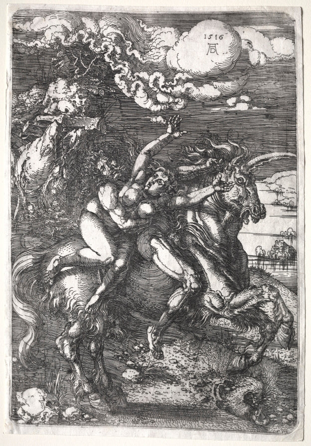 The Abduction on a Unicorn by Albrecht Dürer (German, 1471–1528) - Classic Painting canvas print