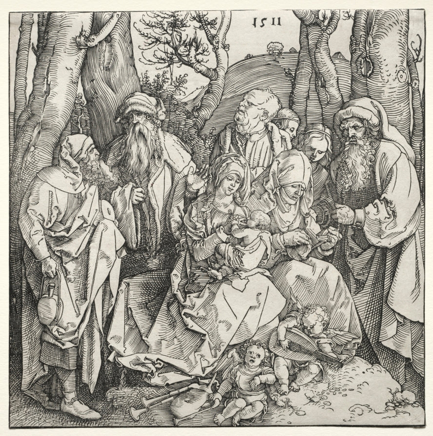 The Holy Family with Two Musician Angels by Albrecht Dürer (German, 1471–1528) - Classic Painting canvas print