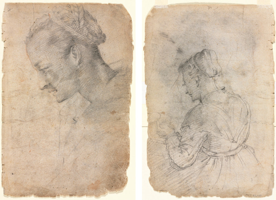 Profile of a Woman's Head recto A Kitchen Maid verso by Alessandro Casolani (Italian, 1552/53–1607) - Classic Painting canvas print