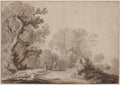 Peasants at the Edge of a Wood by Jacob van Mosscher (Dutch, 1655) - Classic Painting canvas print