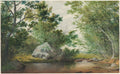 Landscape with Wooded Stream and Boulder by William Allen Wall (American, 1801–1885) - Classic Painting canvas print