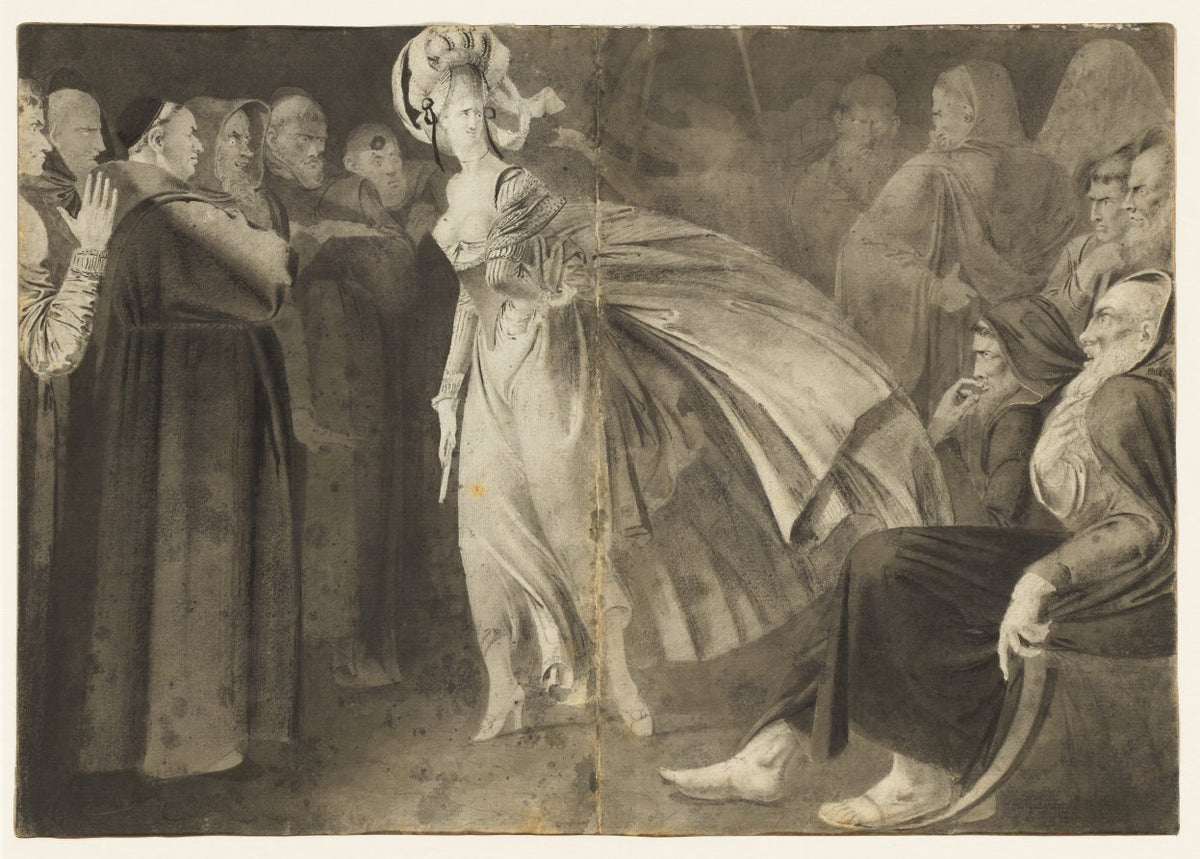 Woman Standing among the Friars recto by John Brown (British, 1752–1787) - Classic Art canvas print