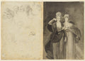 Sketches of Heads verso, left Two Women verso, right by John Brown (British, 1752–1787) - Classic Art canvas print