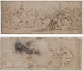 Reconciliation of the Romans and the Sabines recto Venus Disarming Mars, Drapery Study verso by Peter Paul Rubens (Flemish, 1577–1640) - Classic Painting canvas print