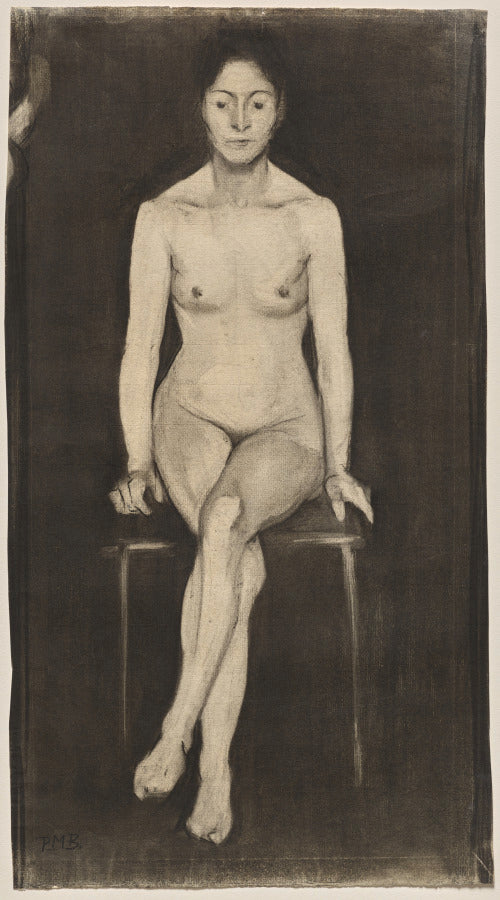 Seated Female Nude Self-Portrait by Paula Modersohn-Becker (German, 1876–1907) - Classic Art canvas print