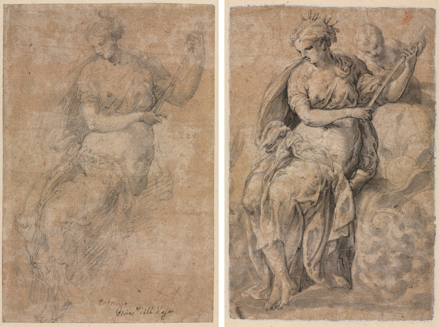 Allegorical Figure recto and verso by Niccolo dell' Abbate (Italian, c. 1512–1571) - Classic Painting canvas print