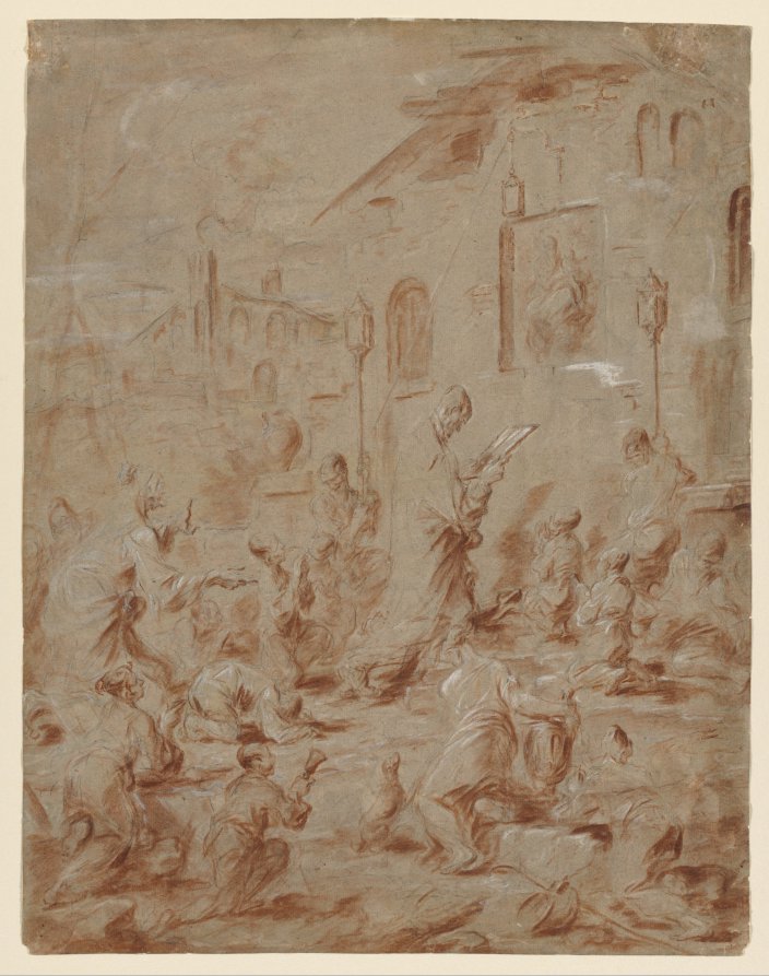 Worshippers at a Street Shrine by Alessandro Magnasco (Italian, 1667–1749) - Classic Painting canvas print