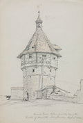 Round Tower, Castle of Munoth, Schafhausen, Switzerland by John William Casilear (American, 1811–1893) - Classic Painting canvas print