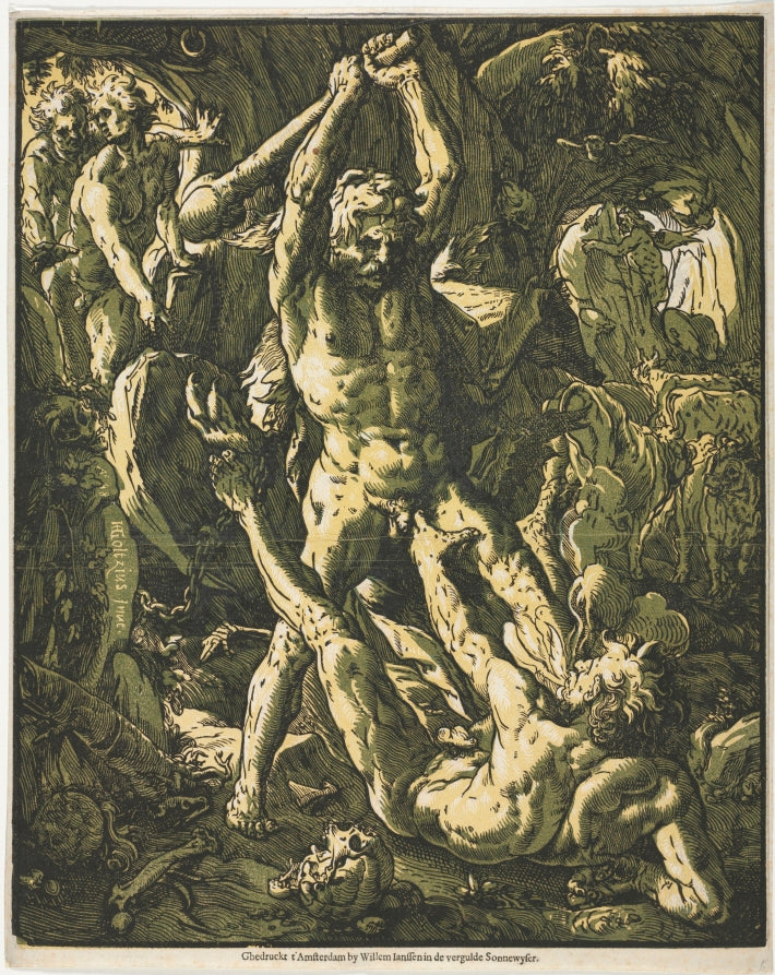 Hercules and Cacus by Hendrick Goltzius (Dutch, 1558–1617) - Classic Painting canvas print