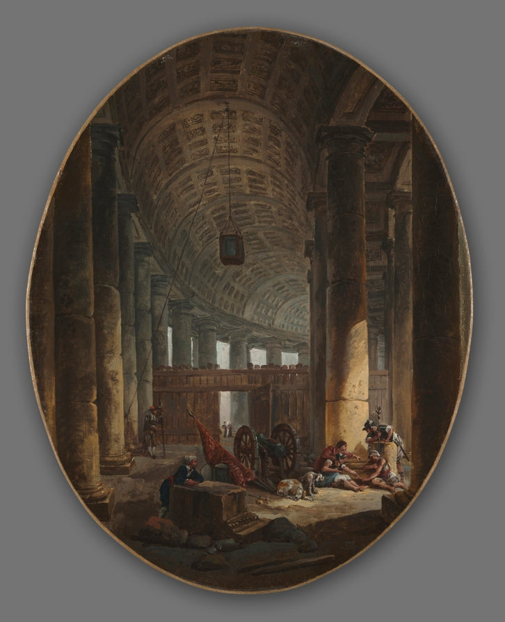 The Colonnade of St. Peter's, Rome, during the Conclave by Hubert Robert (French, 1733–1808) - Classic Art canvas print