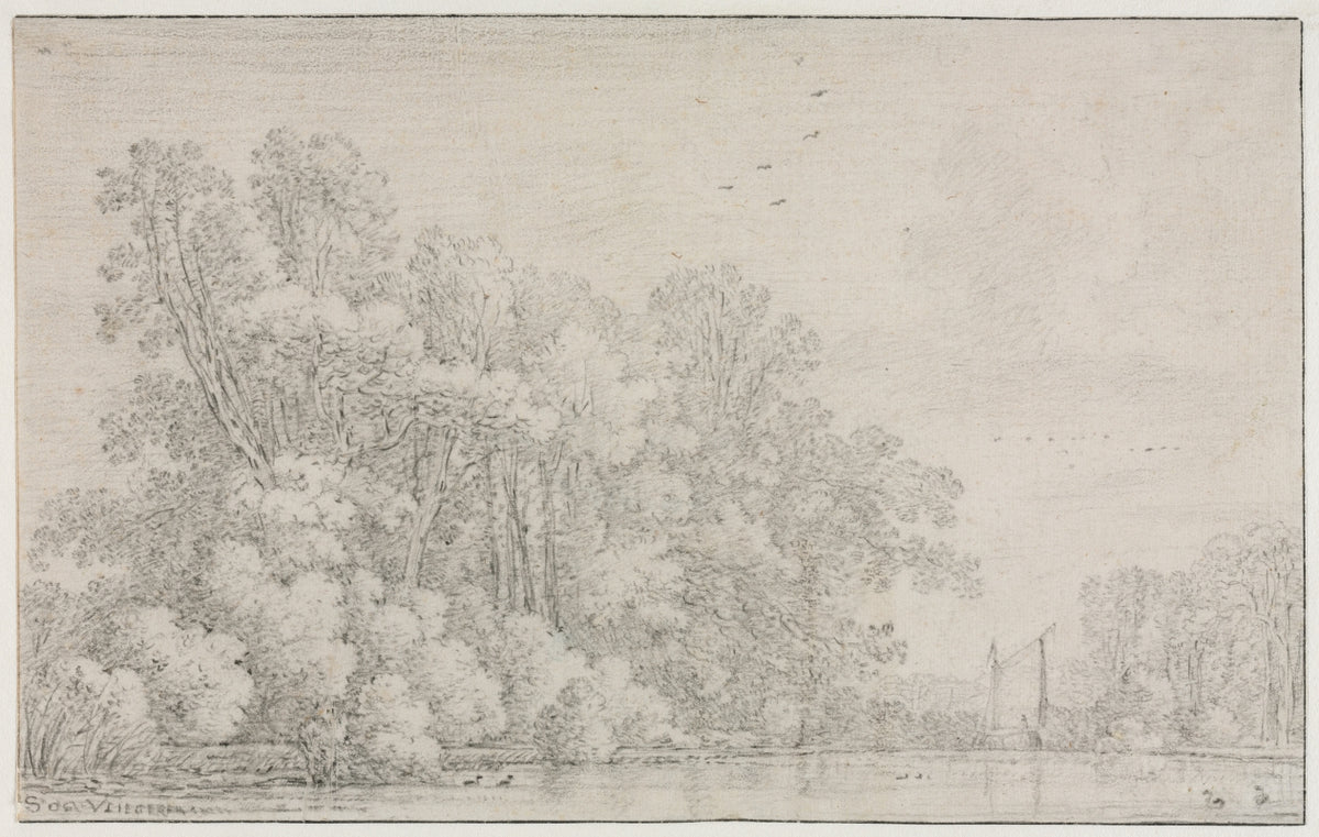 River Landscape by Simon de Vlieger (Dutch, 1601–1653) - Classic Painting canvas print