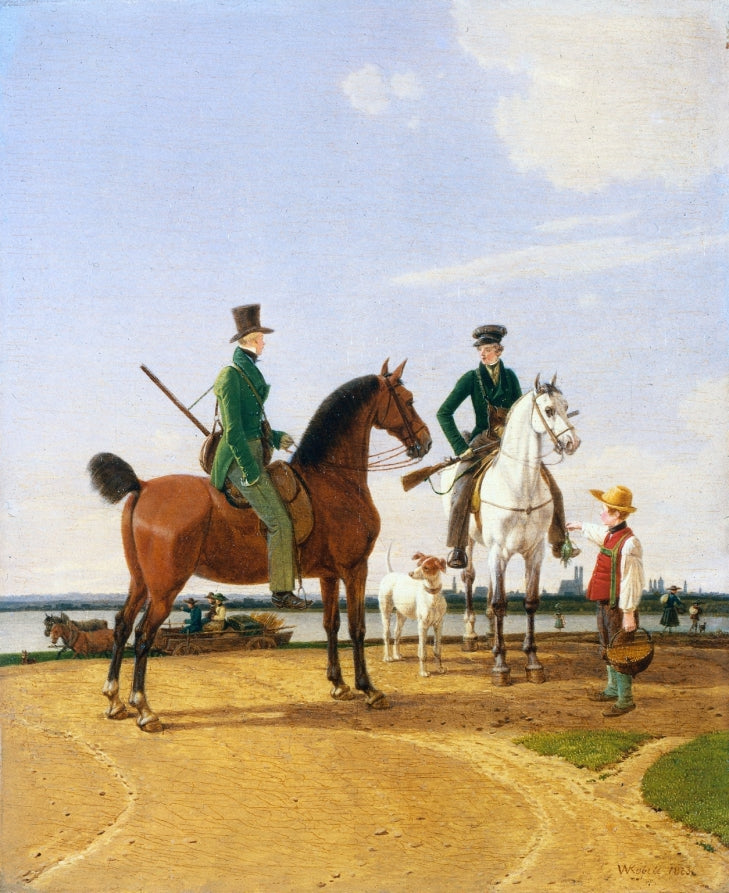 Hunter and Lord at the River Isar with View of Munich by Wilhelm von Kobell (German, 1766–1853) - Classic Art canvas print