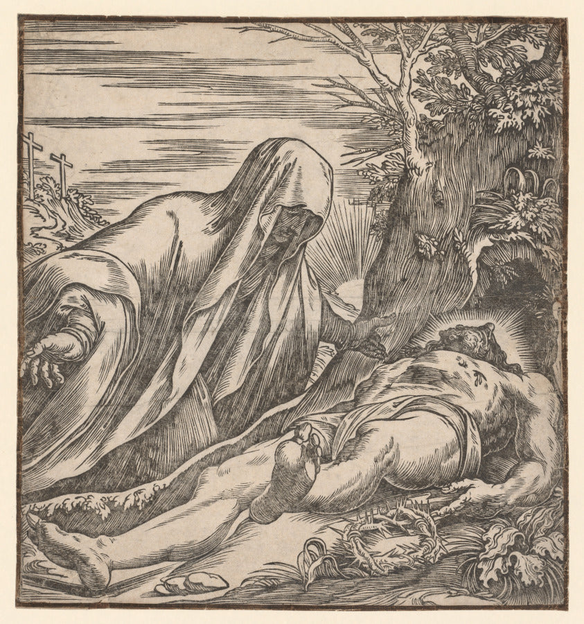 Lamentation over the Body of Christ by Giuseppe Scolari (Italian) - Classic Painting canvas print