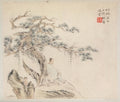 Album of Landscape Paintings Illustrating Old Poems Scholar under a Pine Tree by Hua Yan (Chinese, 1682–c. 1765) - Classic Art canvas print