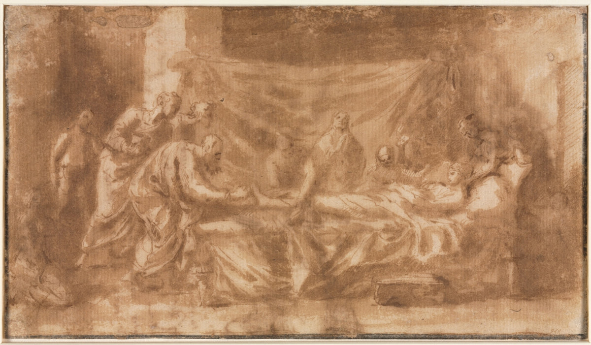 Extreme Unction recto by Nicolas Poussin (French, 1594–1665) - Classic Painting canvas print