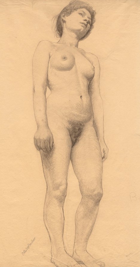 Standing Female Nude by Otto H. Bacher (American, 1856–1909) - Classic Painting canvas print