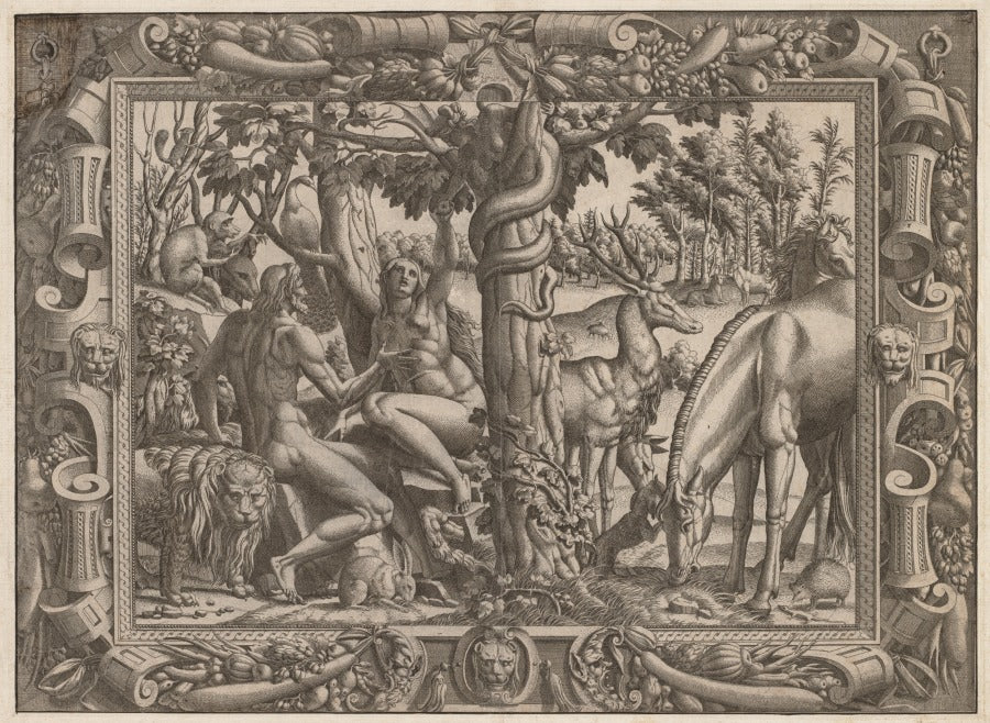 The Temptation of Eve by Jean Mignon (French, active c. 1535–55) - Classic Painting canvas print
