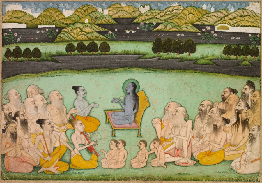 Hindu God Krishna Talking to Elders by  - Classic Art canvas print