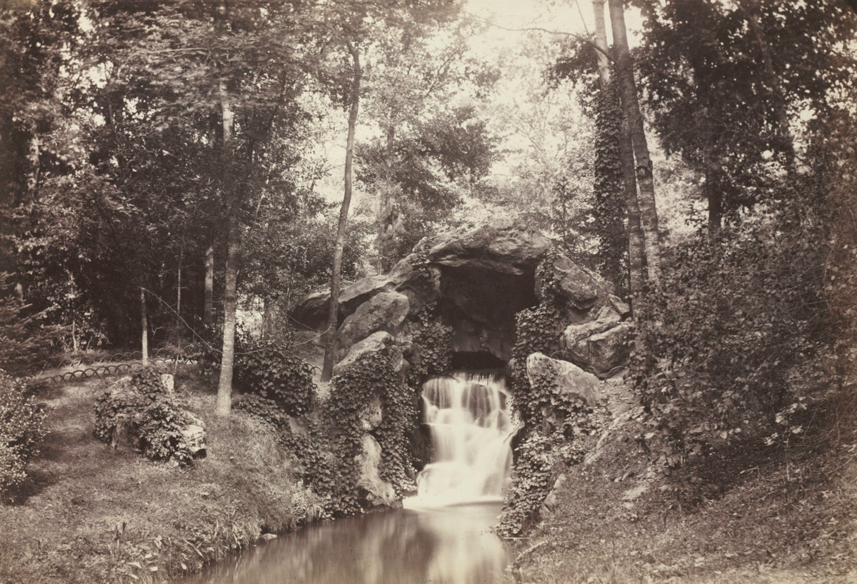 View of the Small Grotto toward the Deer Pond, Bois de Boulogne by Charles Marville (French, 1813–1879) - Classic Art canvas print