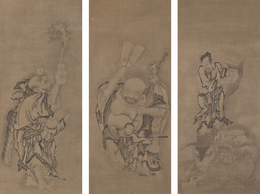 Hotei with Daoist Immortals by Kyūseki Tomonobu (Japanese, 1653–1721) - Classic Art canvas print