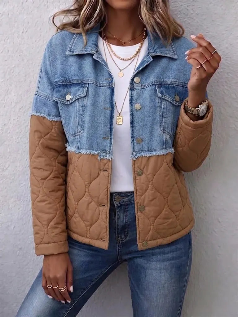 Denim And Quilted Panel Cotton Jacket