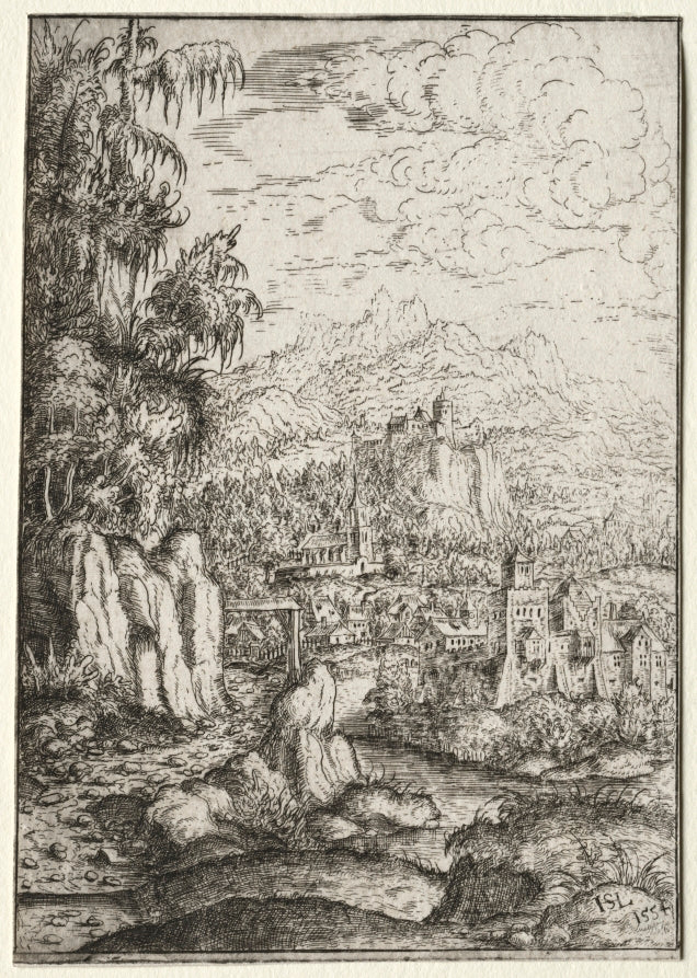 Landscape with a Road to a Castle on an Island in a River by Hanns Lautensack (German, 1524–1566) - Classic Art canvas print