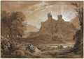 Landscape with Castle and Shepherds by Achille Etna Michallon (French, 1796–1822) - Classic Painting canvas print