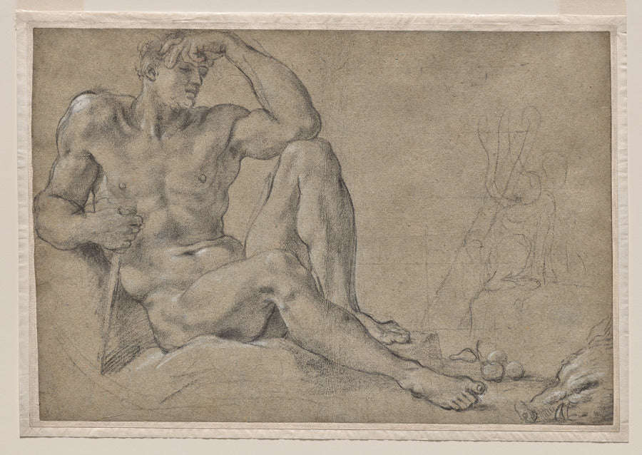 Hercules Resting recto by Annibale Carracci (Italian, c. 1560–1609) - Classic Art canvas print