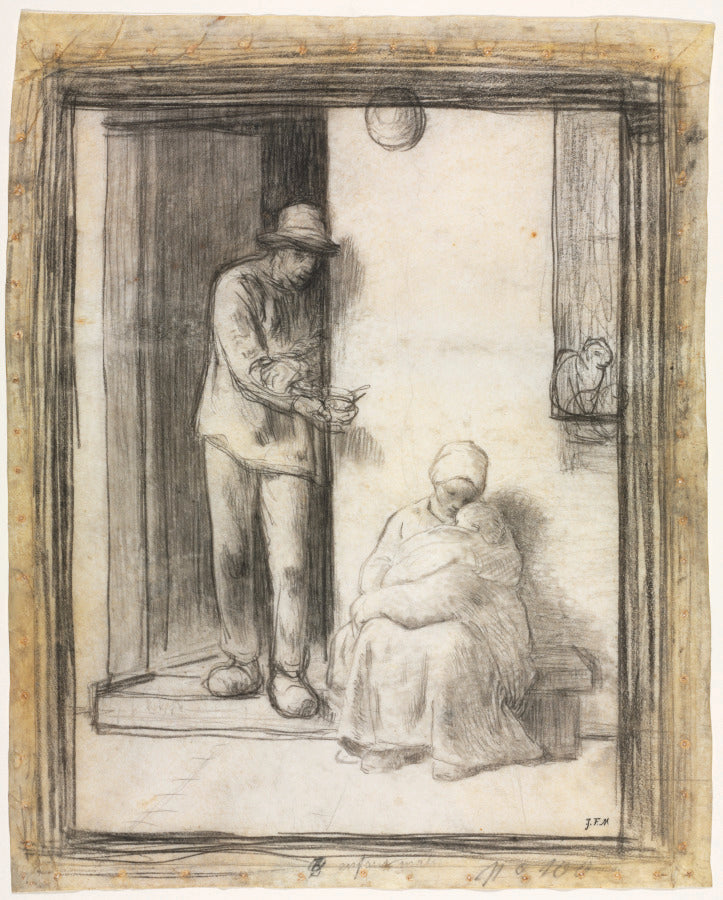 The Sick Child by Jean-François Millet (French, 1814–1875) - Classic Painting canvas print