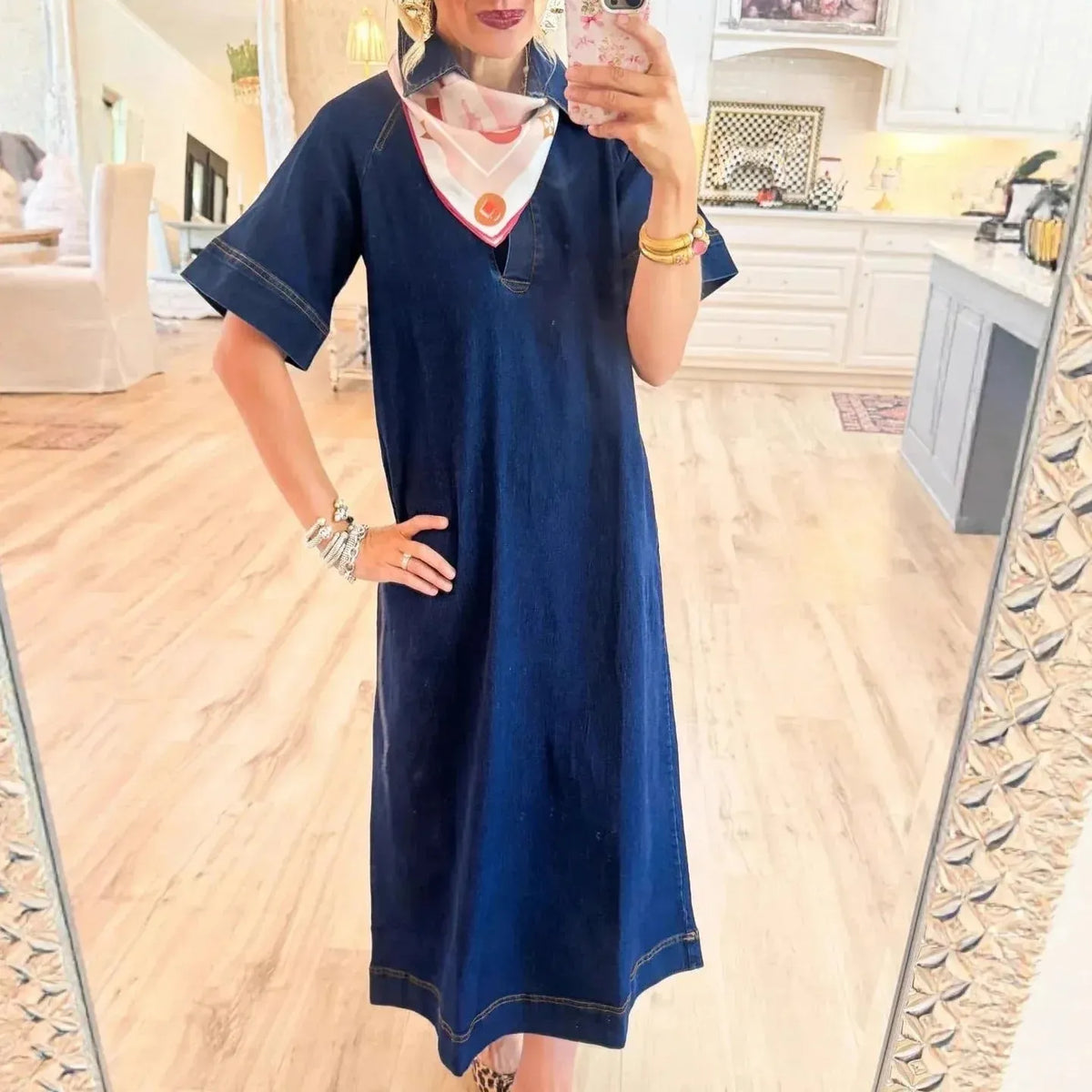 NyraTM Denim Dress with a Clean Design and Lightweight Fit