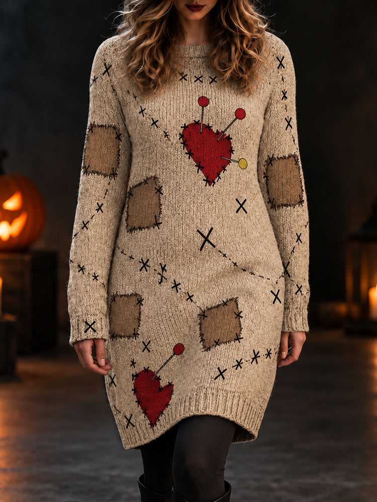 Women's Halloween Voodoo Doll Cosplay Sweater Dress