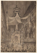 Funeral for Marie-Thrse of Spain, Dauphine of France, in the Church of Ntre Dame, Paris, on November 24, 1746 by Charles-Nicolas Cochin (French, 1715–1790) - Classic Art canvas print