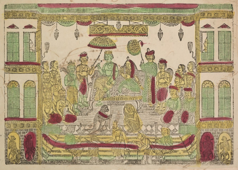 Rama and Sita in the royal palace recto, from a Kalighat album by Shri Gobinda Chandra Roy (Indian, active late 1800s) - Classic Art canvas print