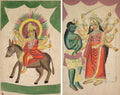Leaf from a Kalighat album Sheetaladevi The Smallpox Goddess recto Durga verso by  - Classic Art canvas print