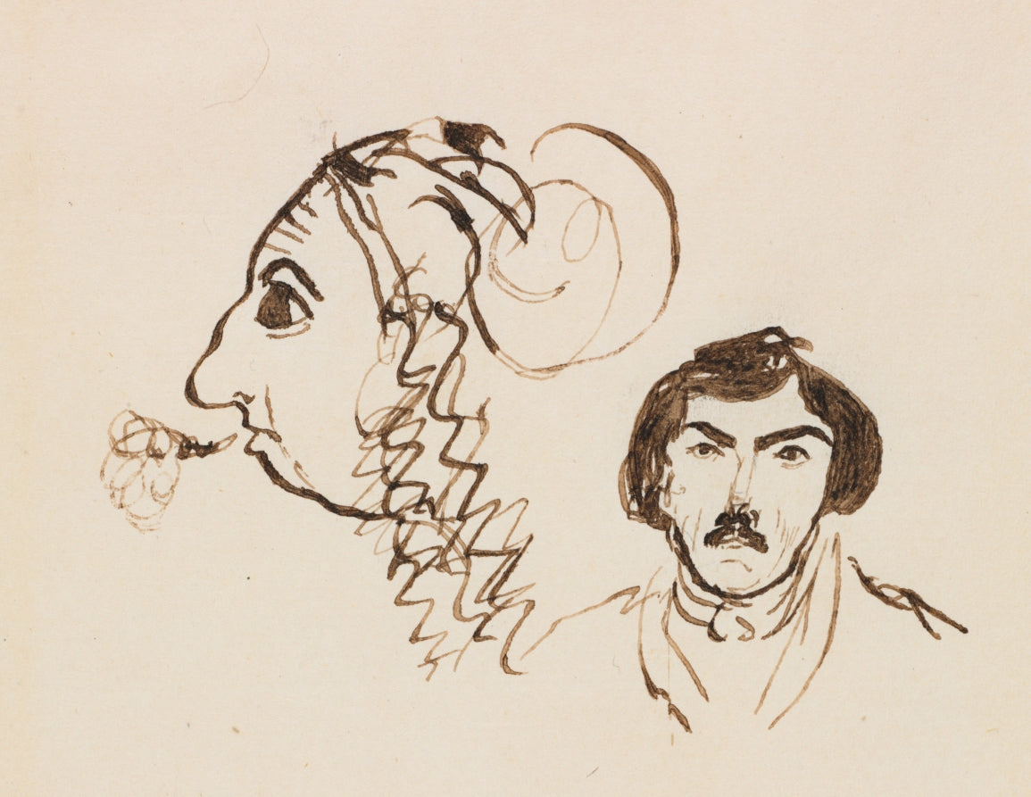 Self-Portrait with Portrait of Delacroix by George Sand (French, 1804–1876) - Classic Painting canvas print