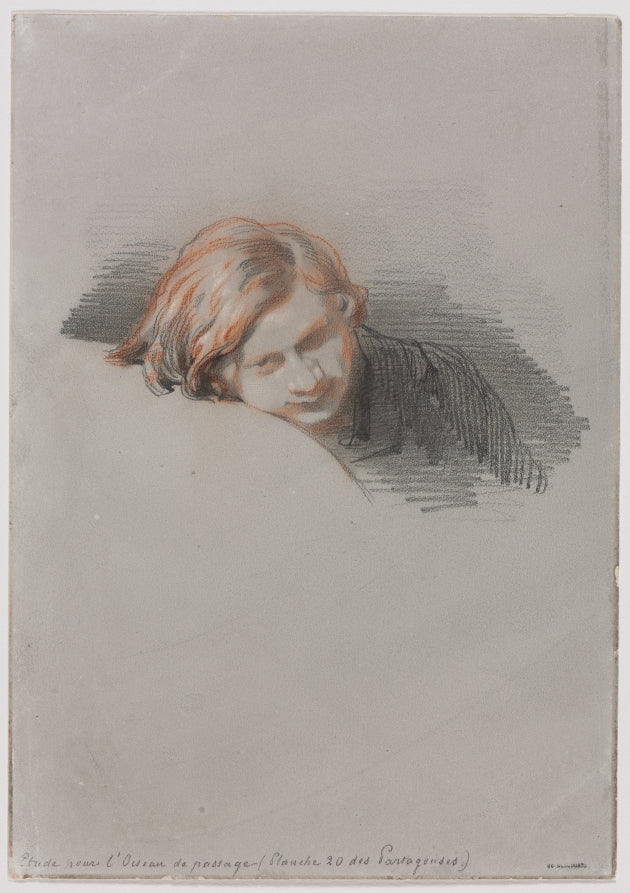 Head of a Young Man Study for L'Oiseau de passage by Paul Gavarni (French, 1804–1866) - Classic Painting canvas print