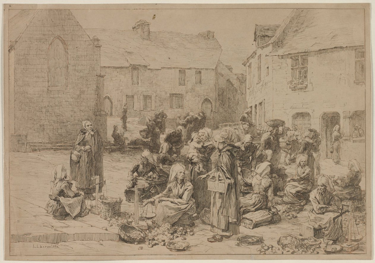 The Apple Market at Landerneau by Léon Augustin Lhermitte (French, 1844–1925) - Classic Painting canvas print