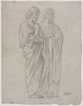 Two Standing Figures Study for the Left Section of The Mission of the Apostles by Hippolyte Jean Flandrin (French, 1809–1864) - Classic Painting canvas print