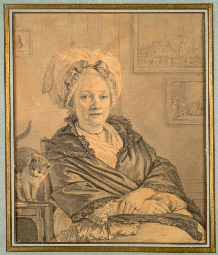 Seated Woman with a Cat by Jean-Michel the Younger Moreau (French, 1741–1814) - Classic Painting canvas print