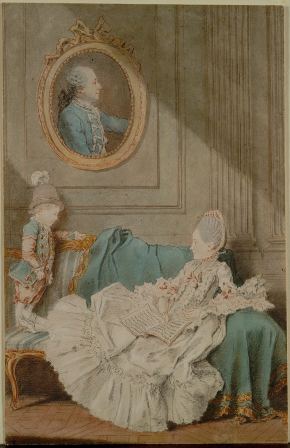 Madame Millin du Perreux and Her Son, with a Painted Portrait of Monsieur Jrme-Robert Millin du Perreux by Louis Carmontelle (French, 1717–1806) - Classic Art canvas print