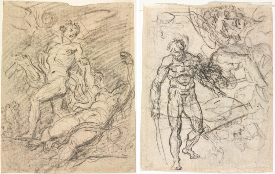 Orpheus and Eurydice recto Figure Studies verso by Jean-Honoré Fragonard (French, 1732–1806) - Classic Painting canvas print