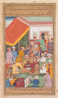 Timur distributes gifts from his grandson, the Prince of Multan, from a Zafar-nama Book of Victories by Shravana (Indian, active 1550s–c.1600) - Classic Art canvas print