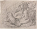 The River God Tiber Study for a fresco, Miracle of the Snow, or the Foundation of Santa Maria Maggiore, Rome in the Canigiani chapel of S. Felicita, Florence by Bernardino Poccetti (Italian, 1548–1612) - Classic Painting canvas print