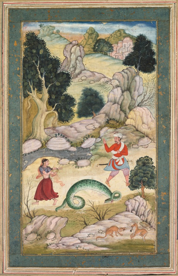 Lovers parting, page from a book of fables by  - Classic Art canvas print