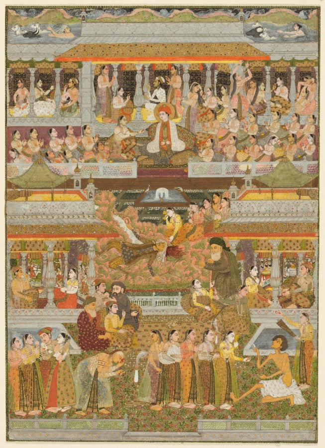 Lovers and beloveds A composite of scenes from Persian, Urdu, and Sanskrit literature by Chitarman II (Indian, c. 1680–с. 1750) - Classic Art canvas print
